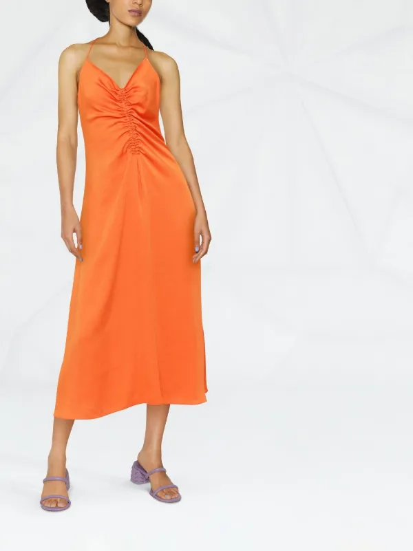 SANDRO Ruched Sleeveless Midi Dress 