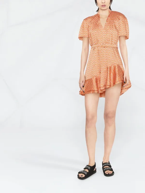 SANDRO Heart Print Asymmetric Belted 