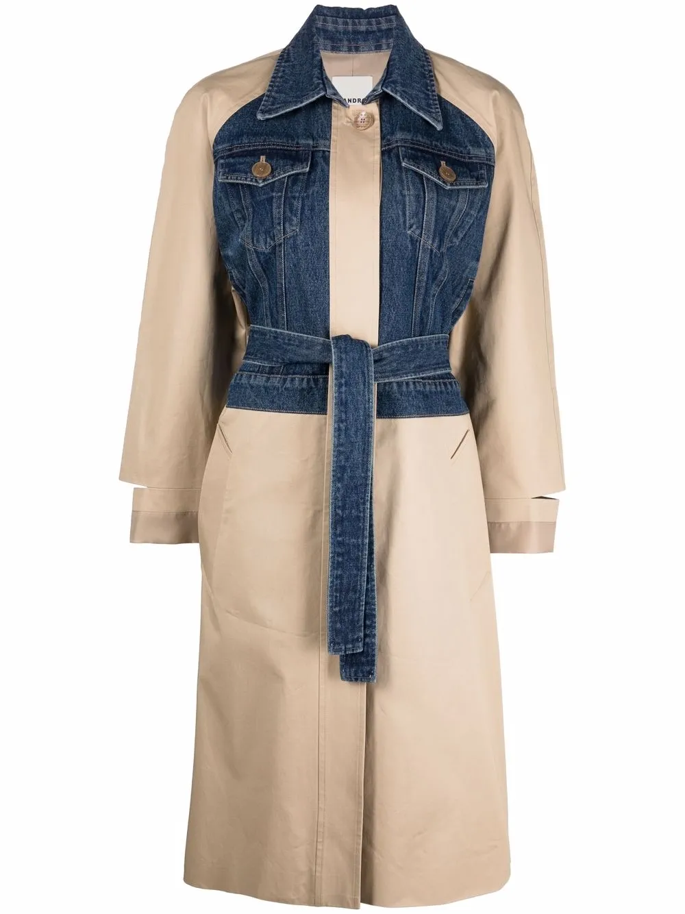 

SANDRO contrast-panel trench coat - Neutrals