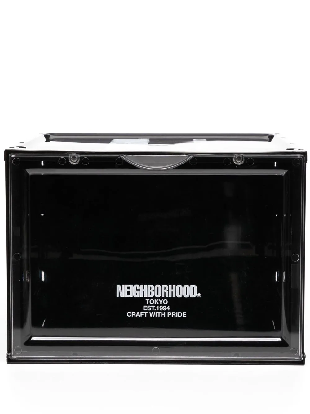 

Neighborhood rectangular logo-print shoe storage - Black