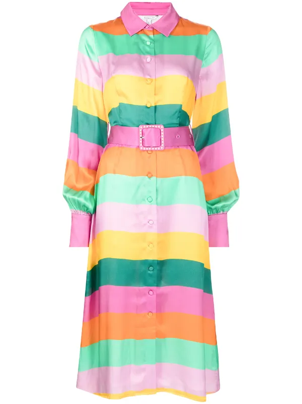 Olivia Rubin Striped Midi Silk Shirt 