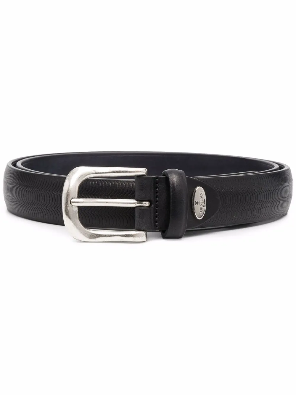 

Corneliani textured leather buckle belt - Black