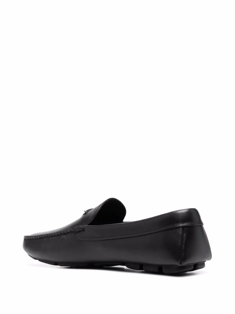 Prada triangle-logo leather mocassins Black