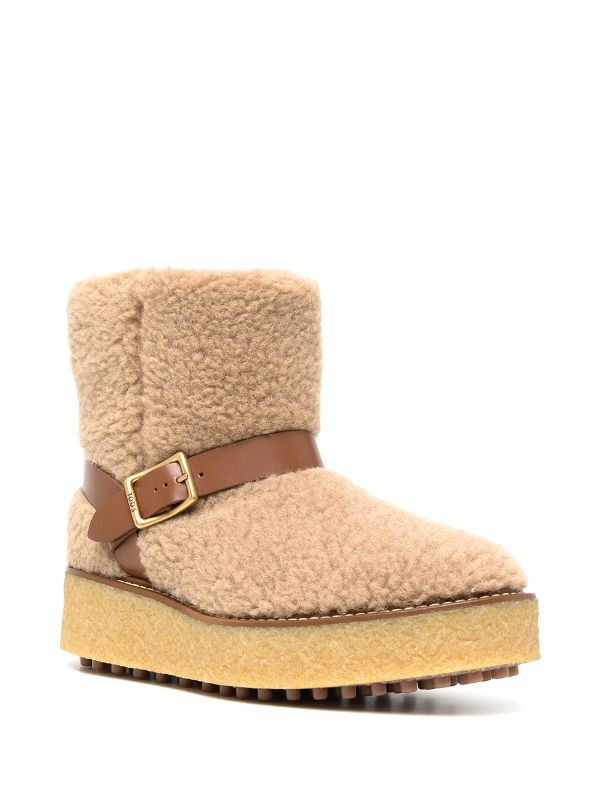 shearling platform boots