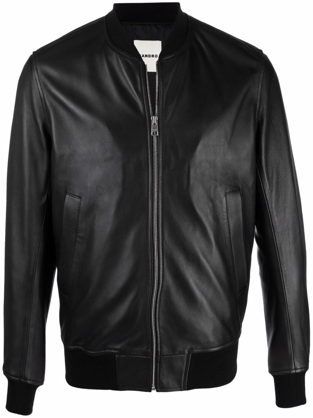 SANDRO zip-fastening Leather Bomber Jacket - Farfetch