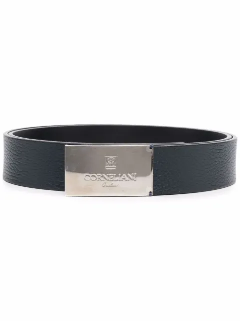 logo-buckle leather belt