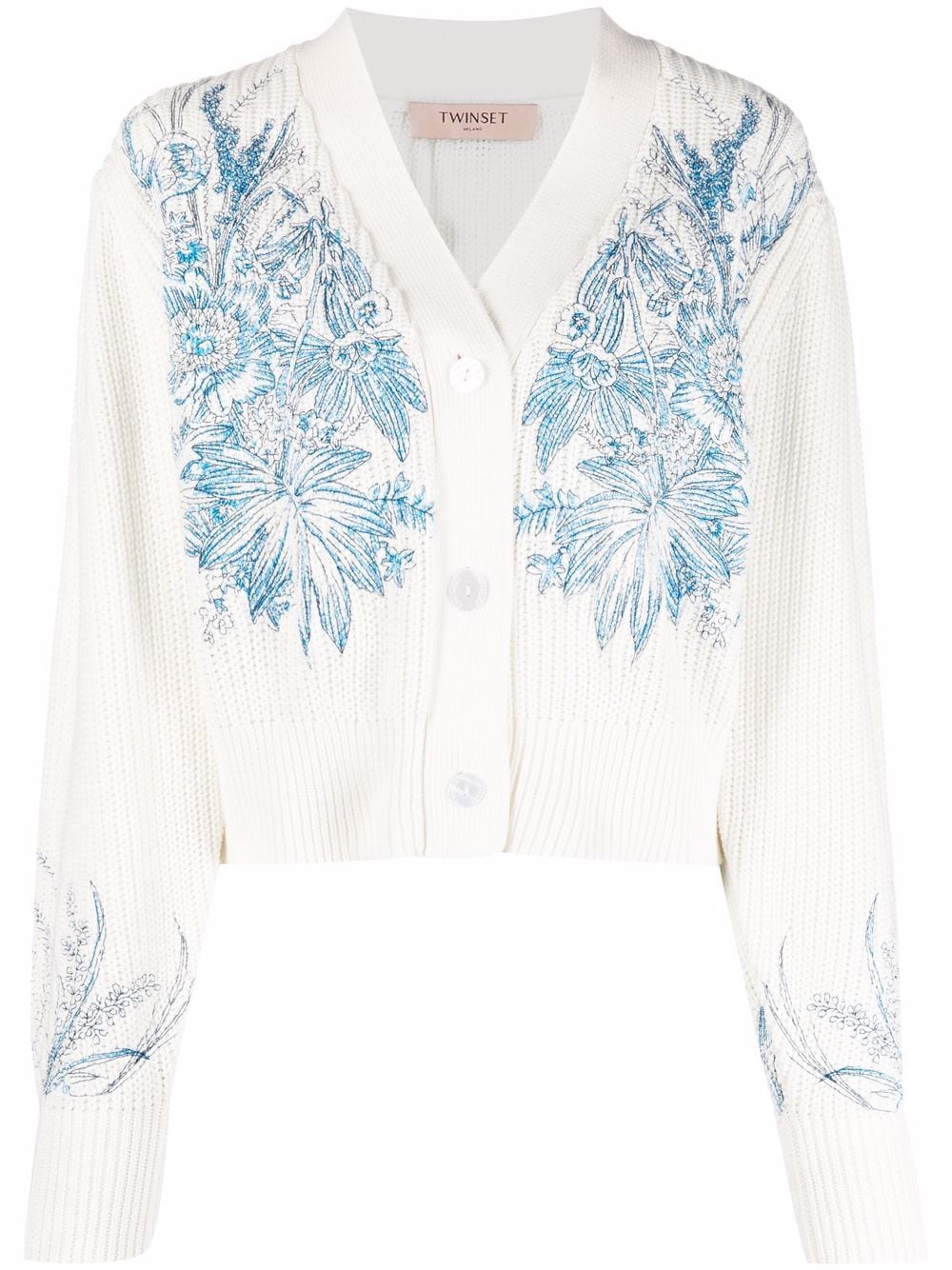 TWINSET white embroidered-design cardigan for women | 221TP3490 at ...