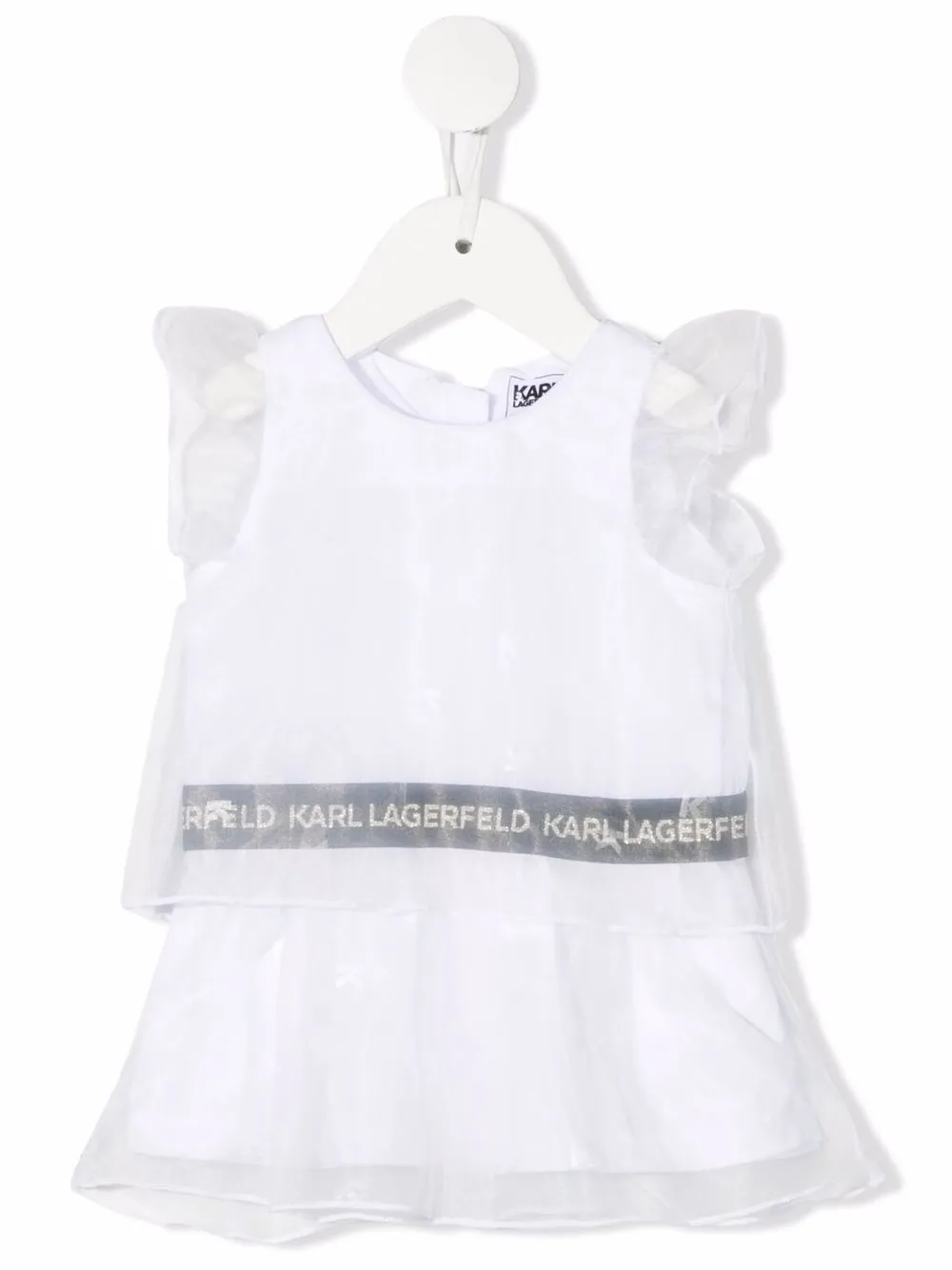 

Karl Lagerfeld Kids vestido con franjas del logo - Blanco