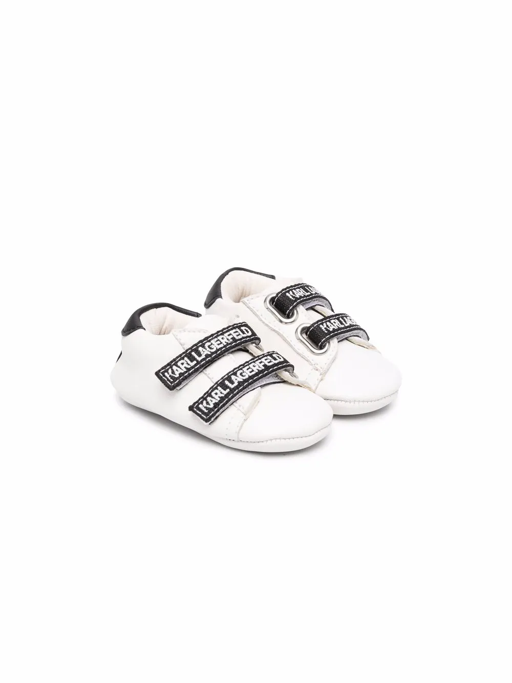 

Karl Lagerfeld Kids tenis con cierre autoadherente y logo - Blanco