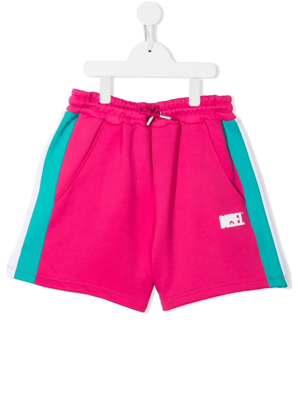 Diesel Teen Colour-block Track Shorts In Pink