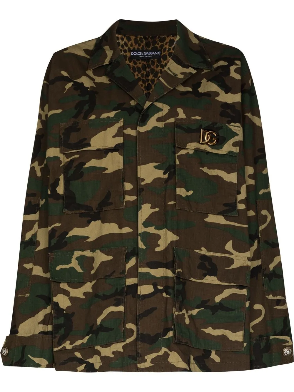 

Dolce & Gabbana sobrecamisa con placa del logo y motivo militar - Verde