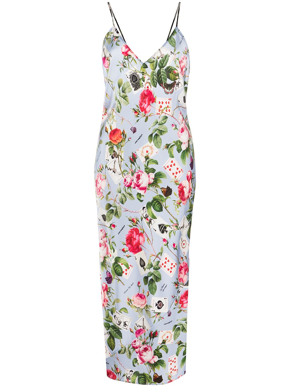 

Fleur Du Mal card print silk slip dress - Multicolour