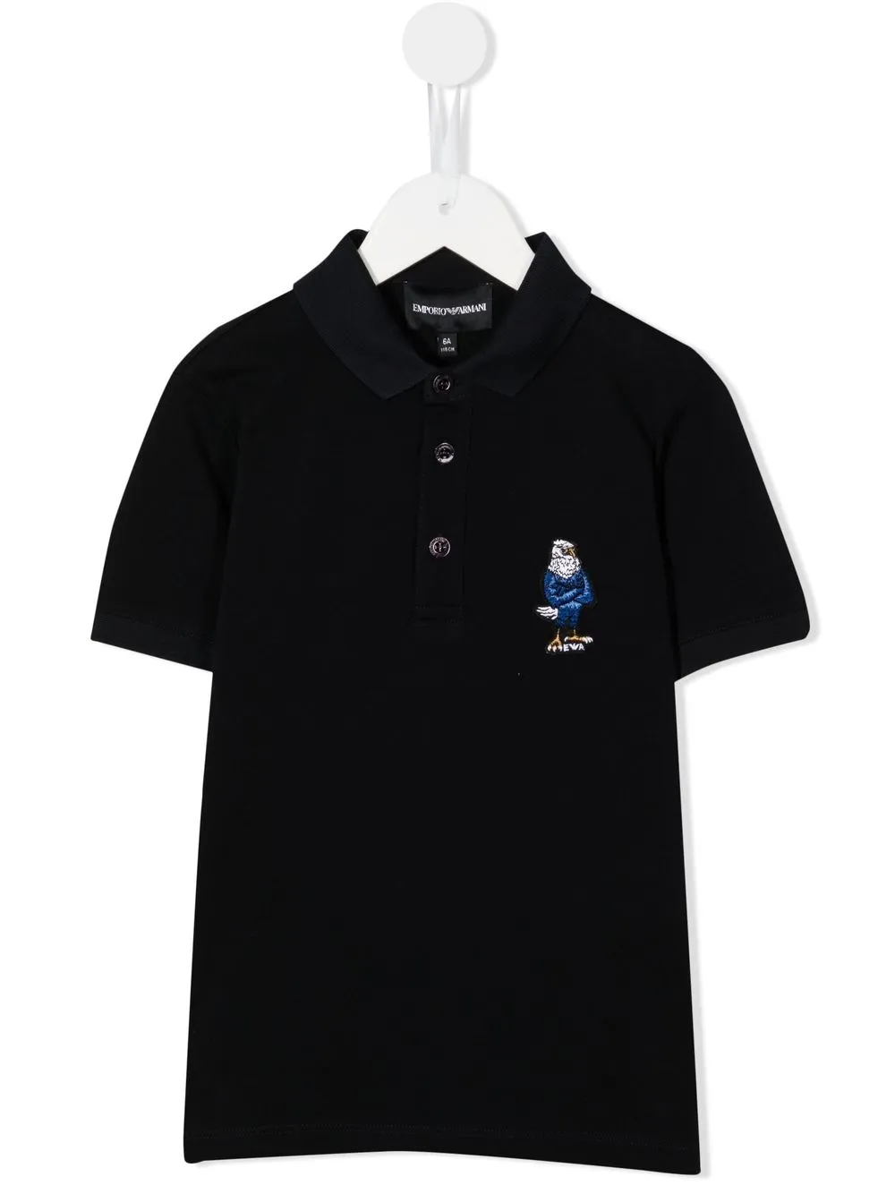 

Emporio Armani Kids playera tipo polo con logo bordado - Negro