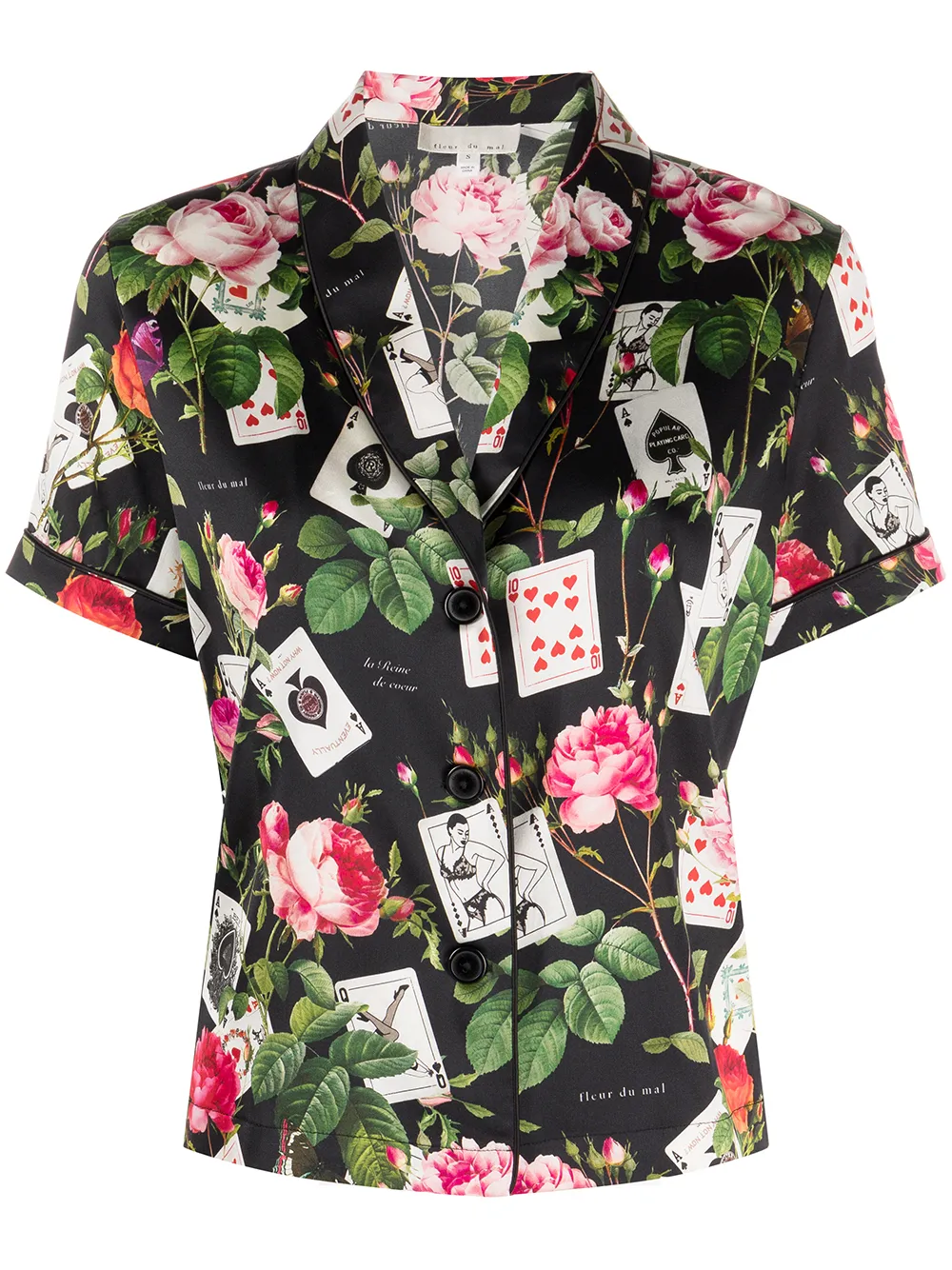 

Fleur Du Mal camisa manga corta con estampado floral - Negro