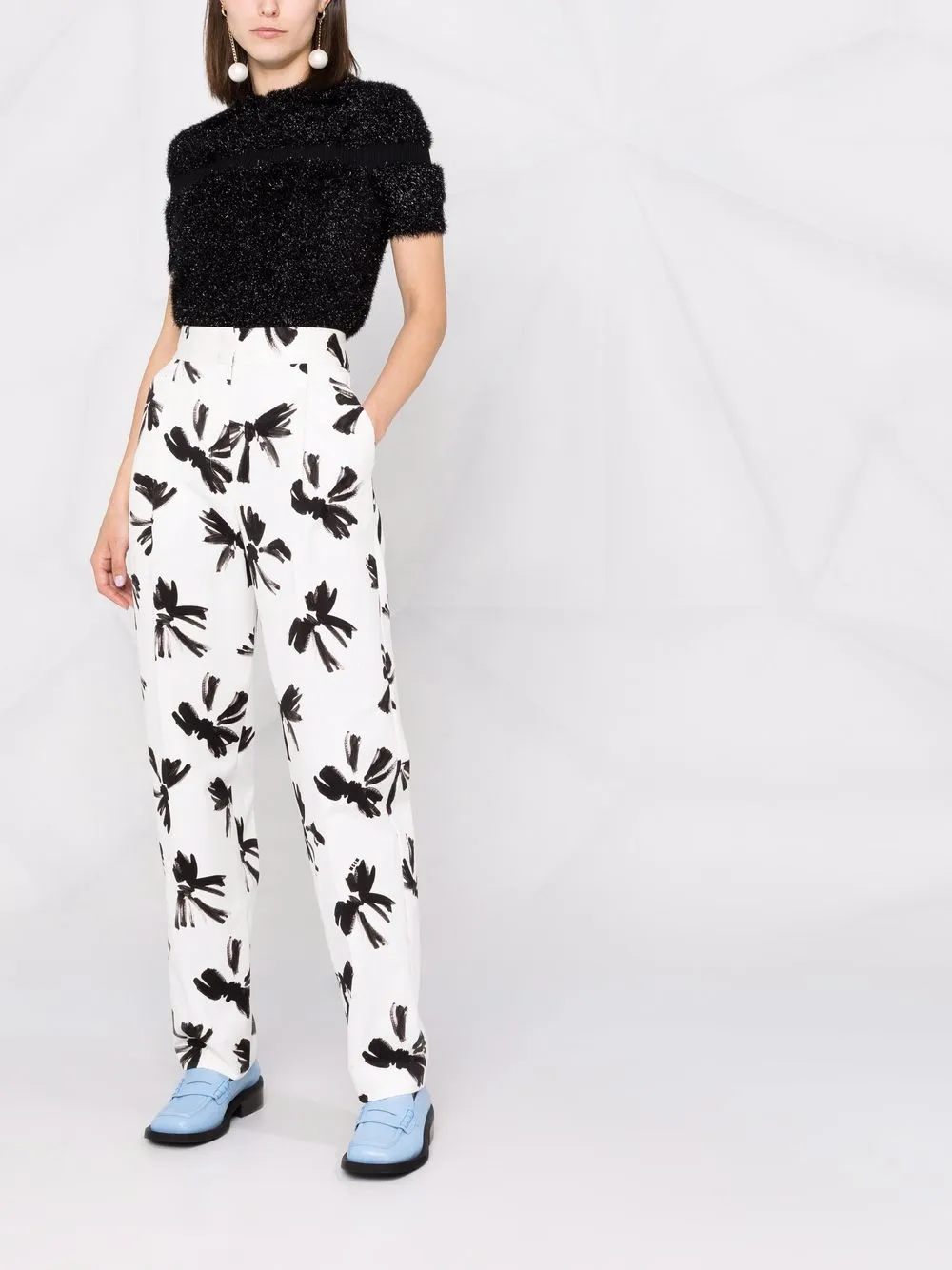 MSGM bow-print straight tailored trousers | Straight Trousers | Image 2