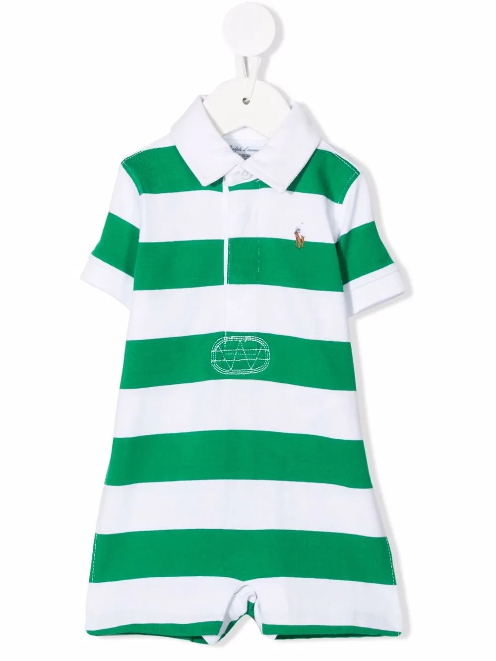 

Ralph Lauren Kids romper con motivo de rayas y logo bordado - Blanco