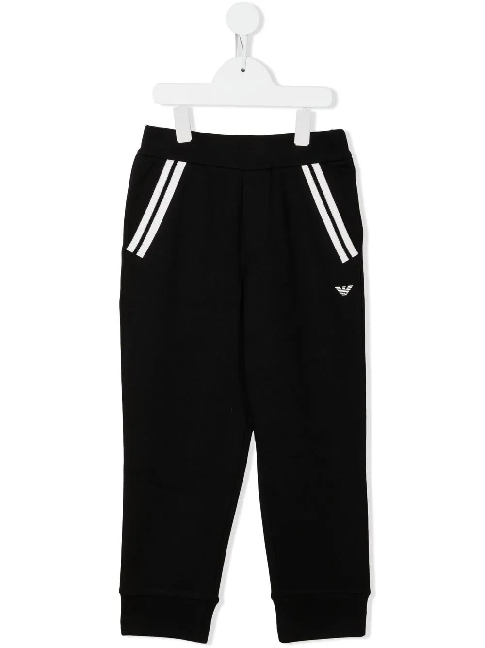 

Emporio Armani Kids pants con ribete a rayas - Negro