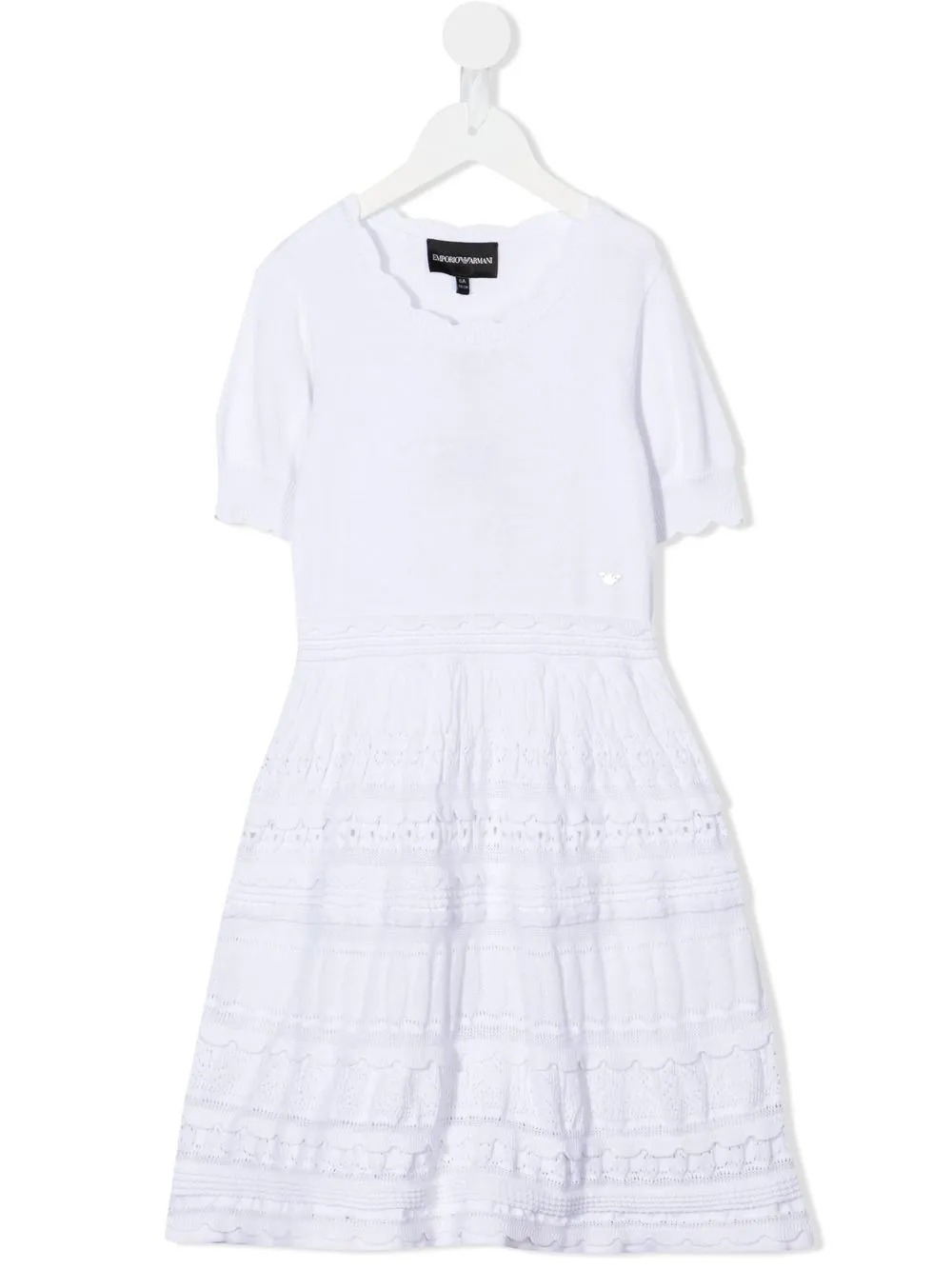 

Emporio Armani Kids vestido festoneado con detalle calado - Blanco