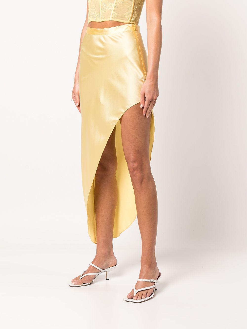 high slit silk skirt