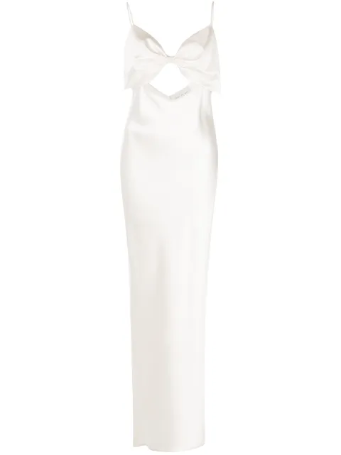 Fleur Du Mal bow-embellished silk slip dress