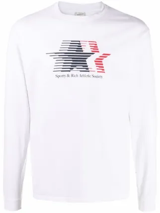 Farfetch Abbigliamento Top e t-shirt T-shirt T-shirt a maniche lunghe T-shirt a maniche lunghe con stampa Bianco 