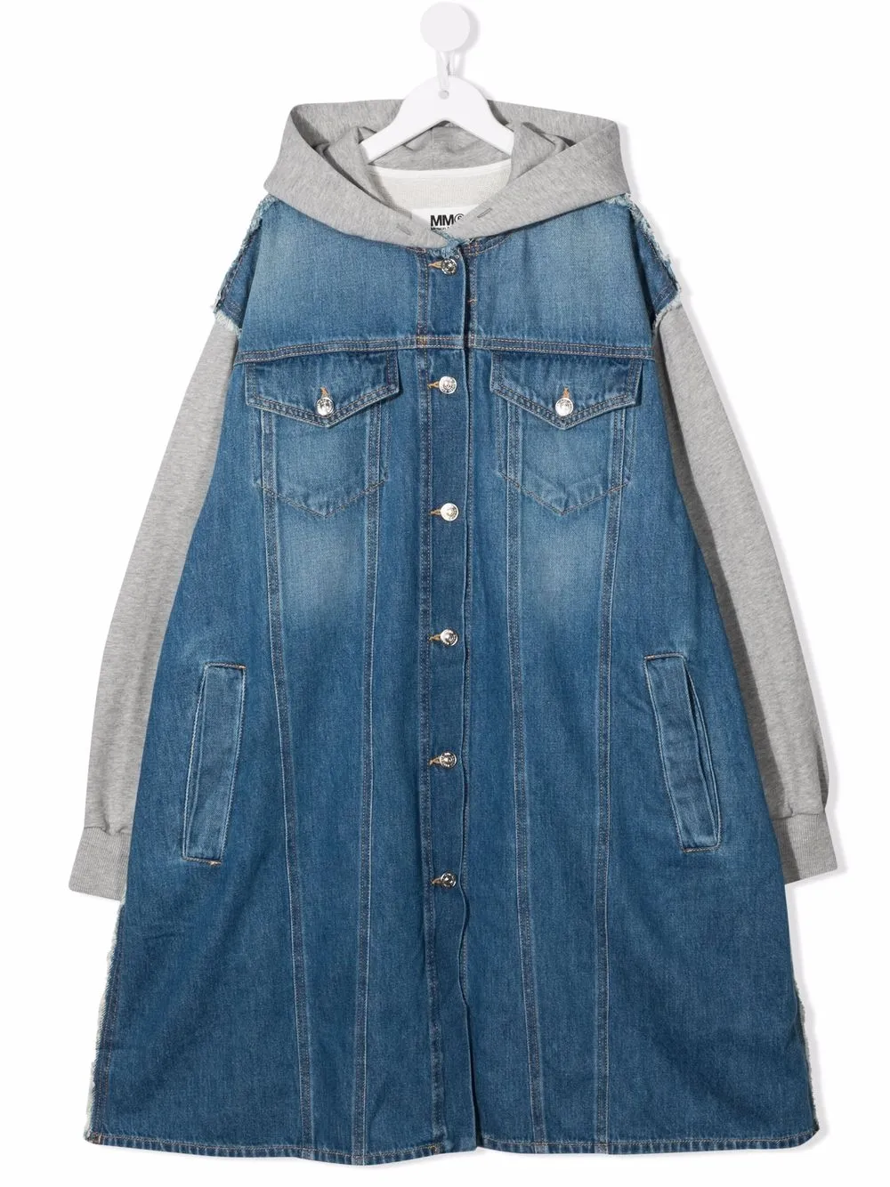 

MM6 Maison Margiela Kids chamarra de mezclilla con capucha - Gris