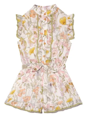 Tutina smanicata a fiori Farfetch Abbigliamento Tute e salopette Tute corte Giallo 