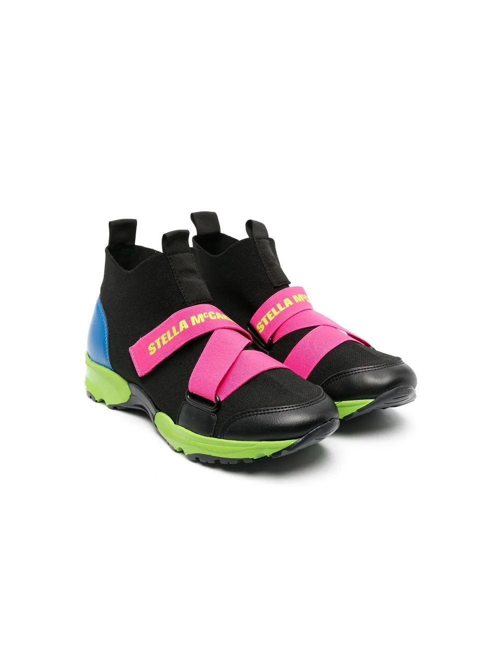 

Stella McCartney Kids tenis con logo en la correa - Negro