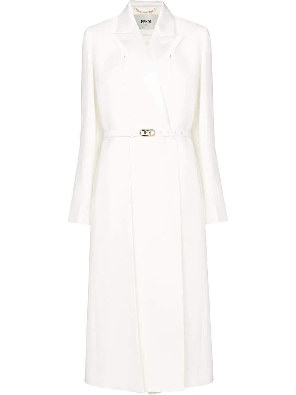 FENDI logo-buckle single-breasted coat | Neutrals | Image 1