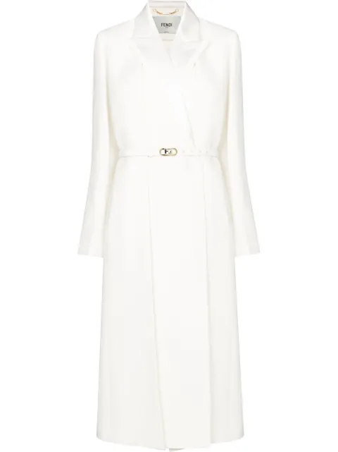 FENDI logo-buckle single-breasted coat