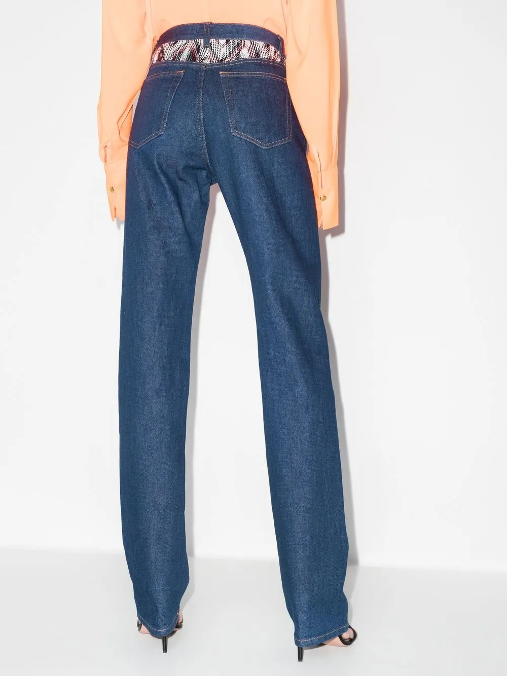 Shop Missoni High-waisted Straight Leg Jeans In Blue