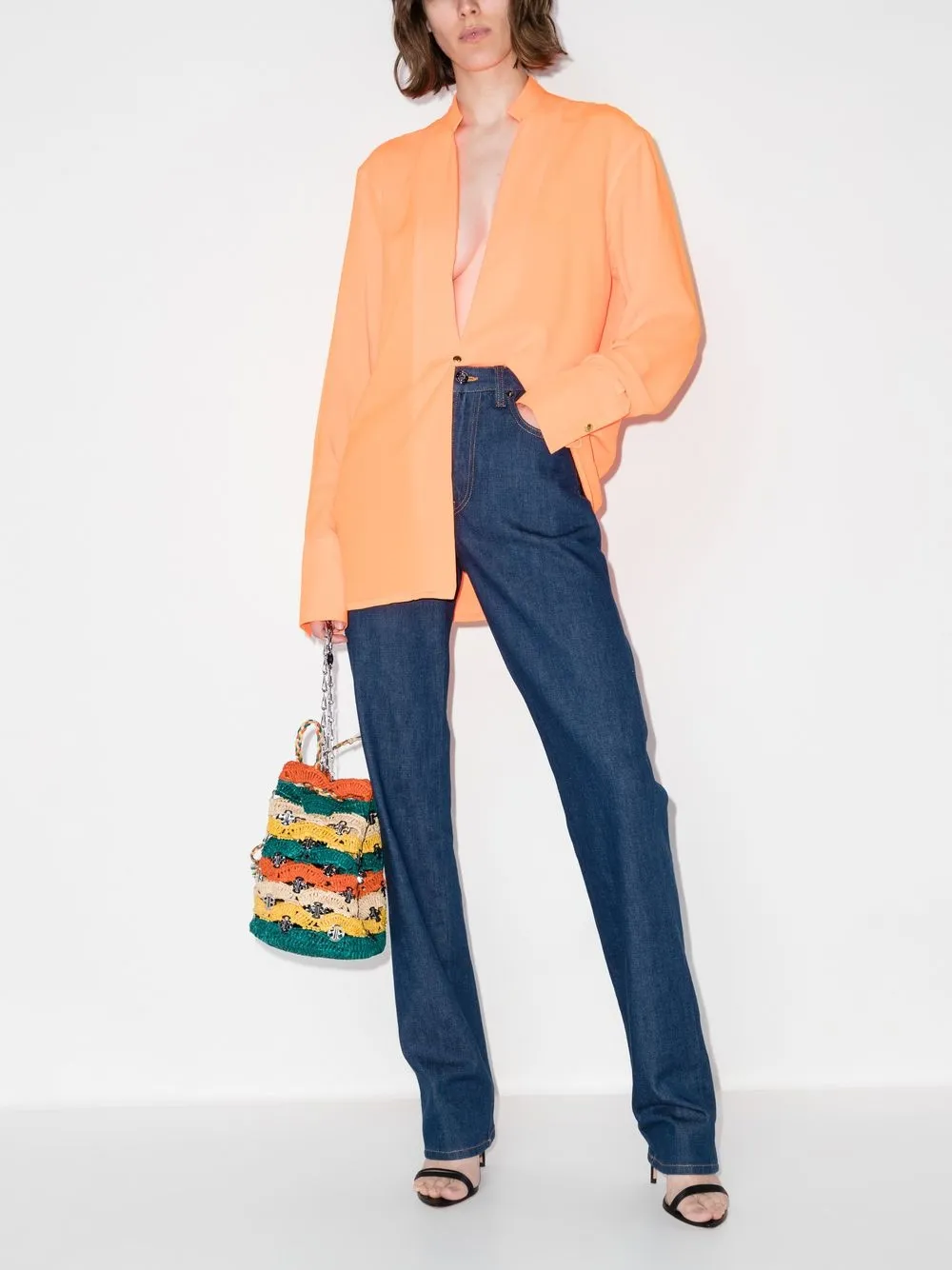 Shop Missoni High-waisted Straight Leg Jeans In Blue