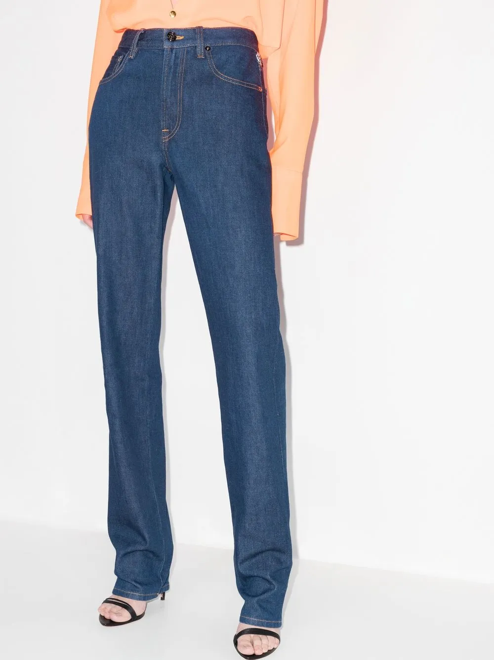 Shop Missoni High-waisted Straight Leg Jeans In Blue