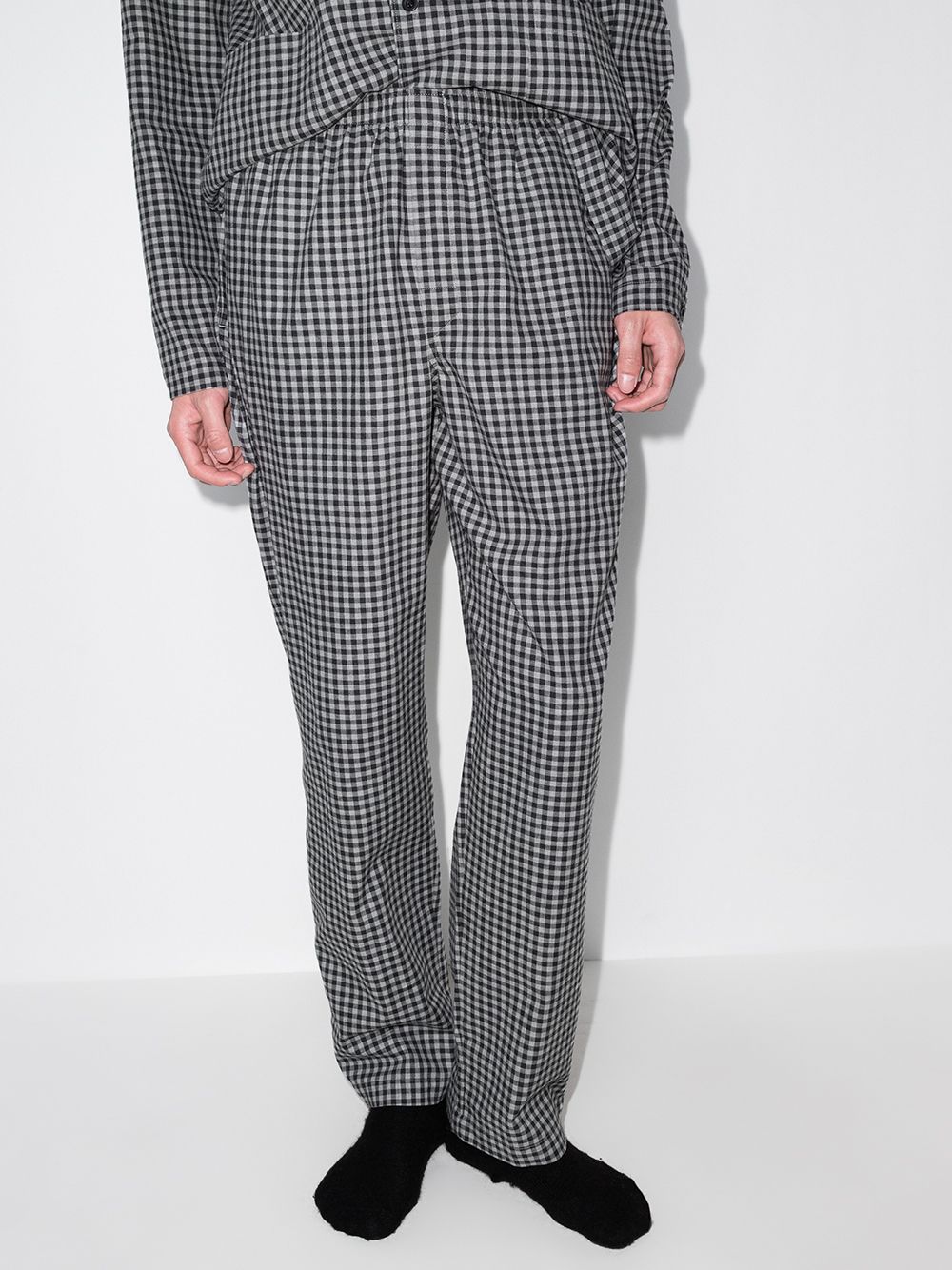 Sunspel Pyjamabroek met gingham ruit - Grijs