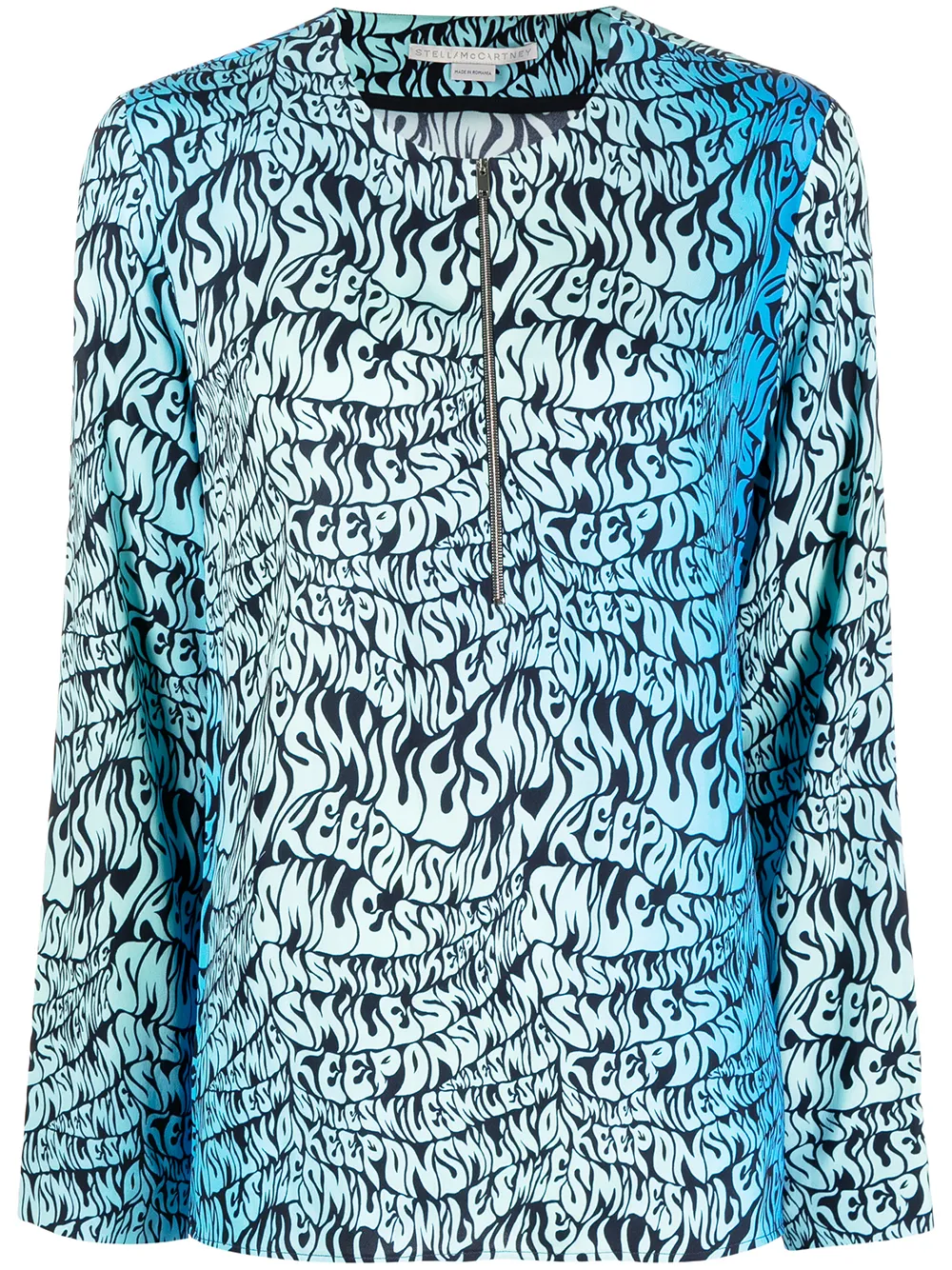 

Stella McCartney top con estampado Keep on Smiling - Azul