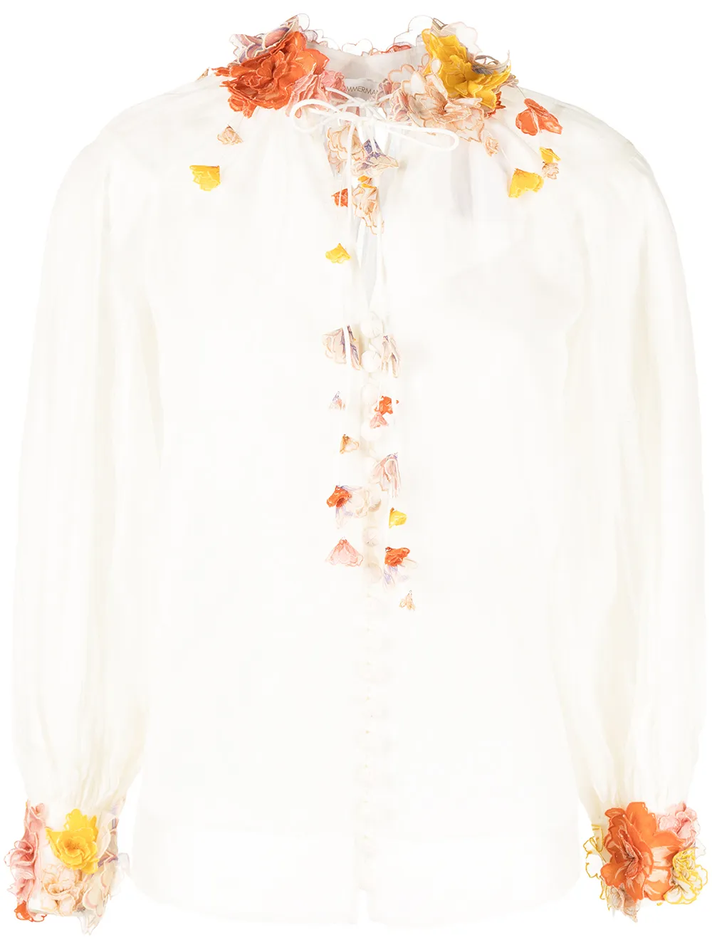 

ZIMMERMANN Postcard floral-embellished blouse - White
