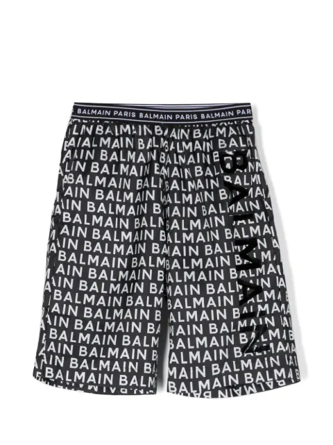 Balmain Kids all-over logo-print swim shorts