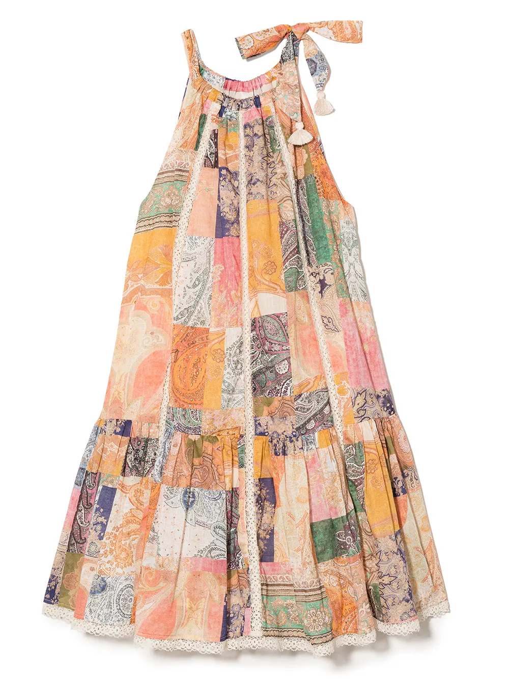 

ZIMMERMANN Kids vestido sin mangas con estampado patchwork - Naranja