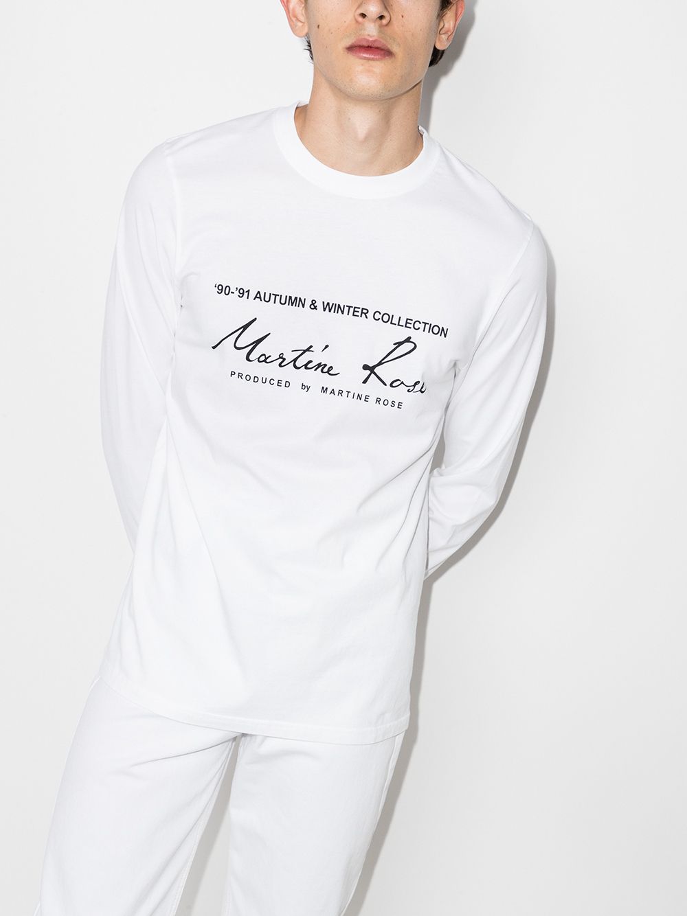 Shop Martine Rose Logo Print Long-sleeved T-shirt In Weiss