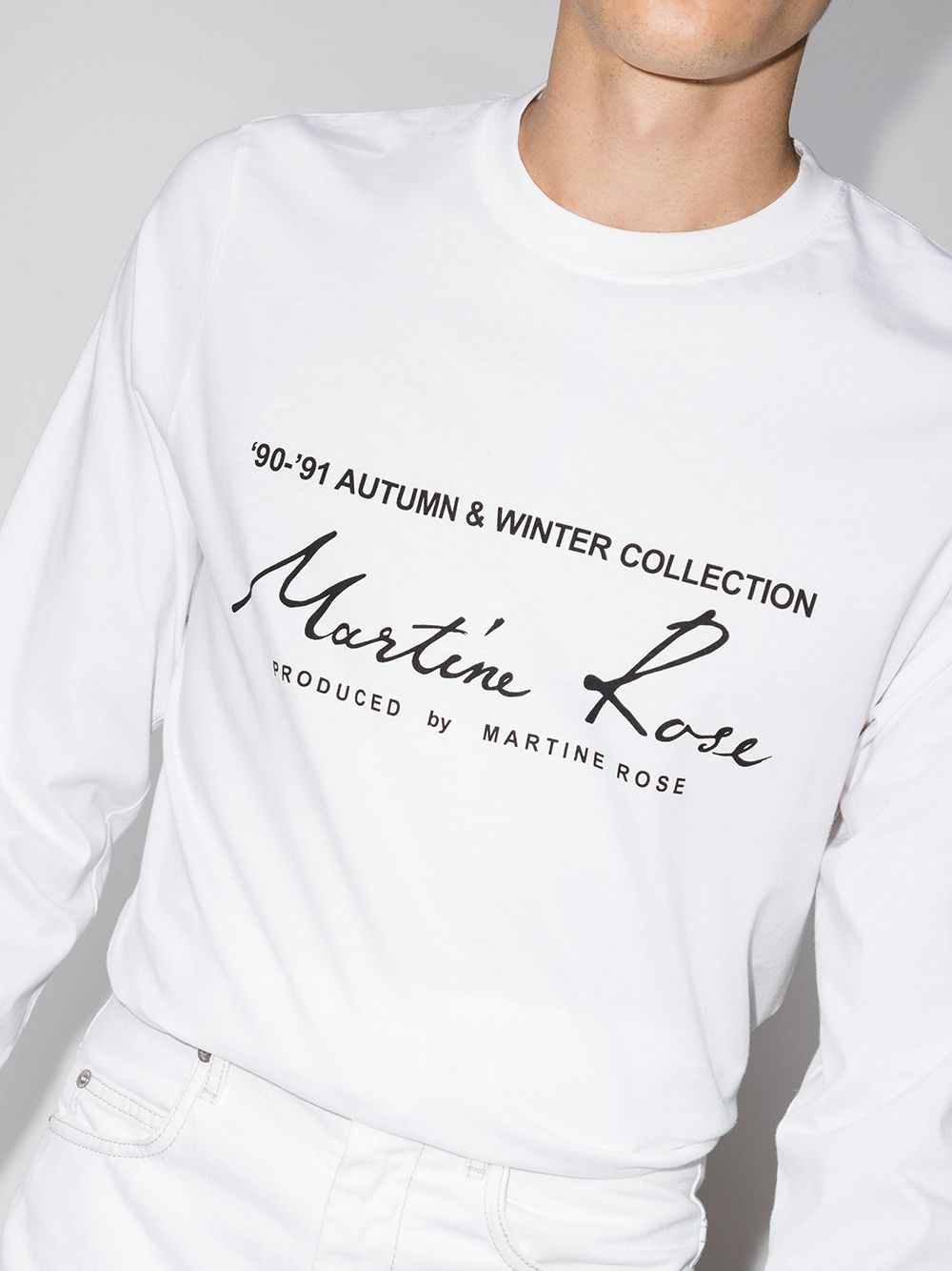 Shop Martine Rose Logo Print Long-sleeved T-shirt In Weiss