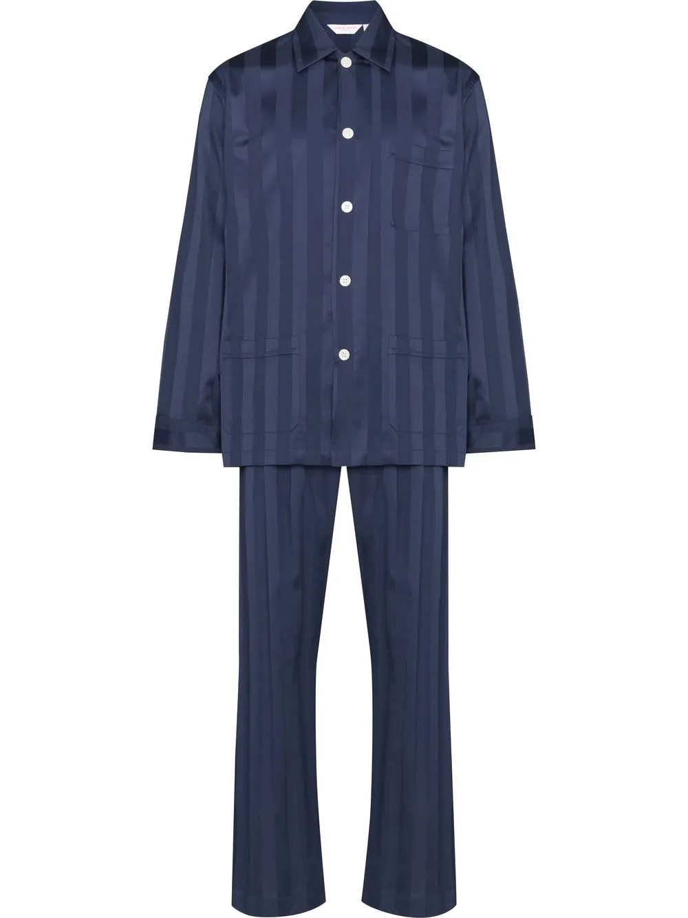 

Derek Rose Lingfield striped long-sleeve pyjamas - Blue