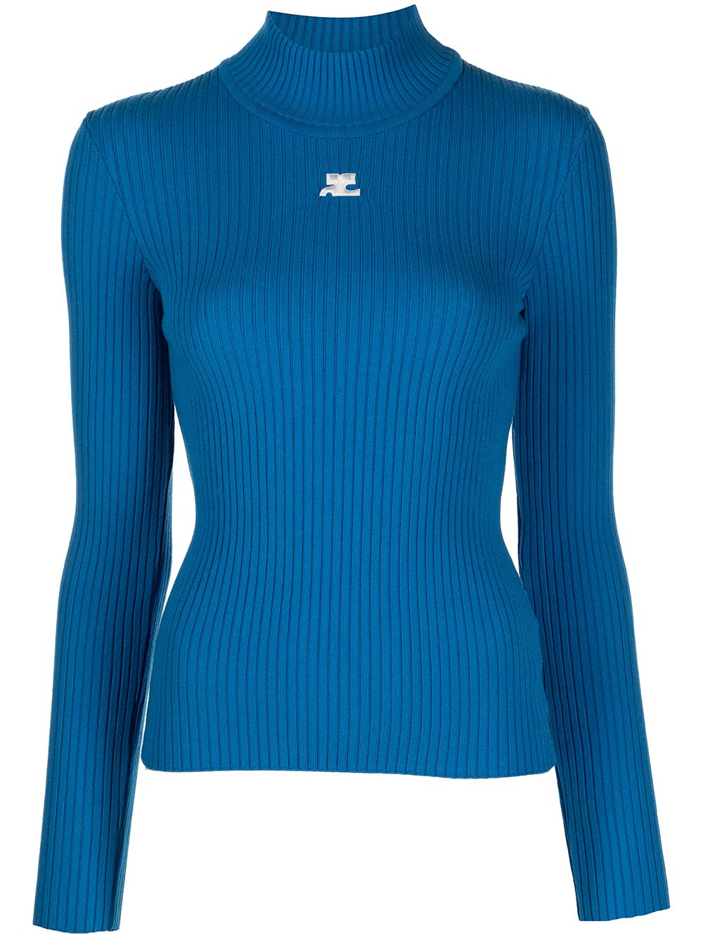 Courrèges ribbed roll neck jumper - Blue