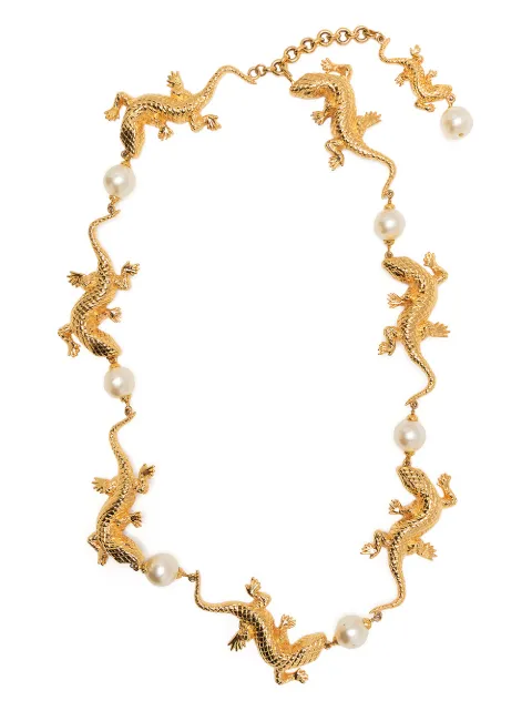 CHANEL Pre-Owned collar con perlas y motivo de lagarto 2000