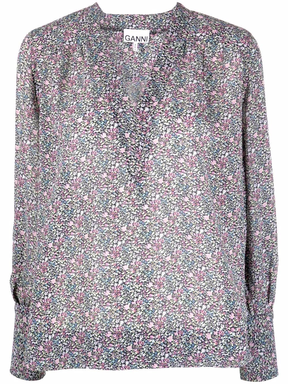 GANNI Floral Printed Blouse - Farfetch