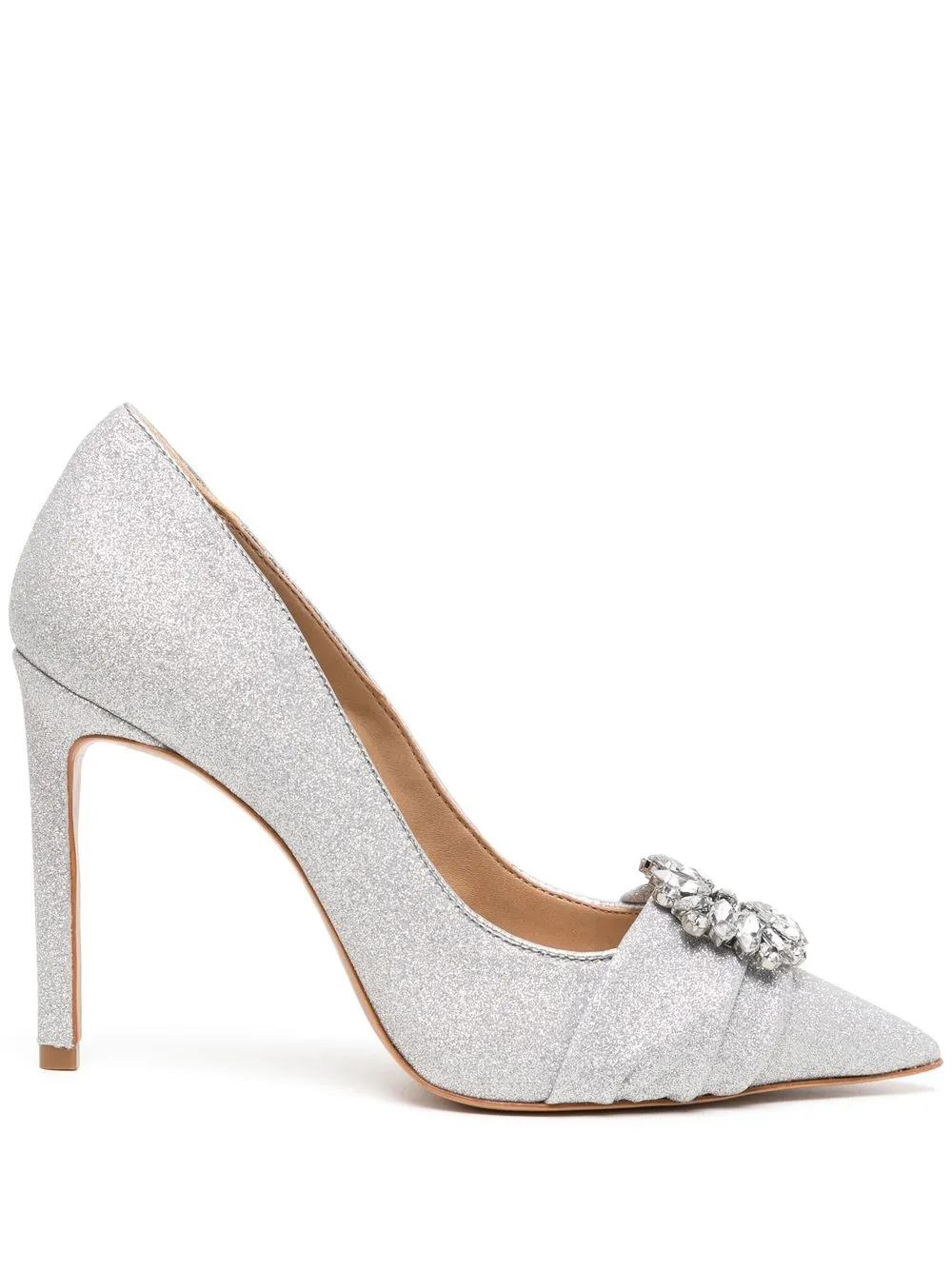 

Schutz glitter crystal-buckle pointed pumps - Silver