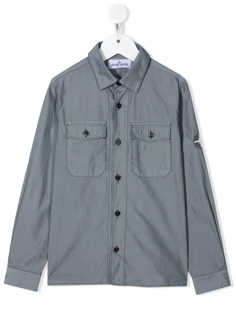 

Stone Island Junior camisa con logo en una manga - Gris