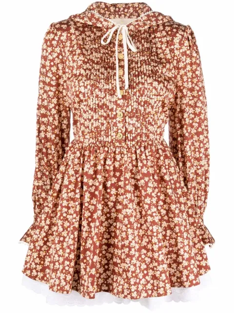 Maison Bohemique floral-print hooded mini dress