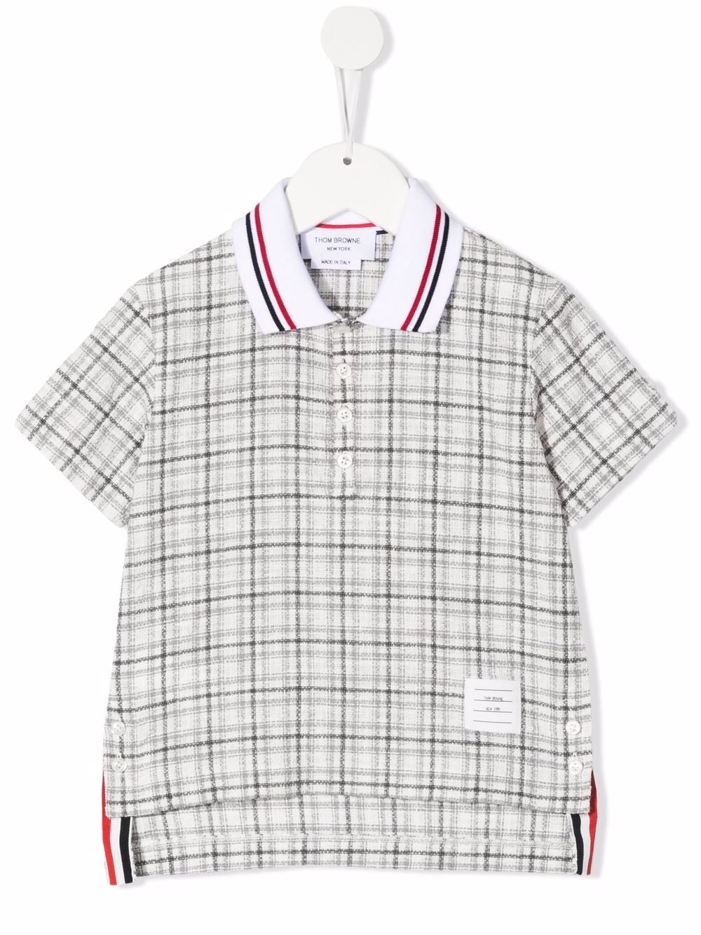 Thom Browne Kids jersey-tweed short-sleeve polo shirt - Grey