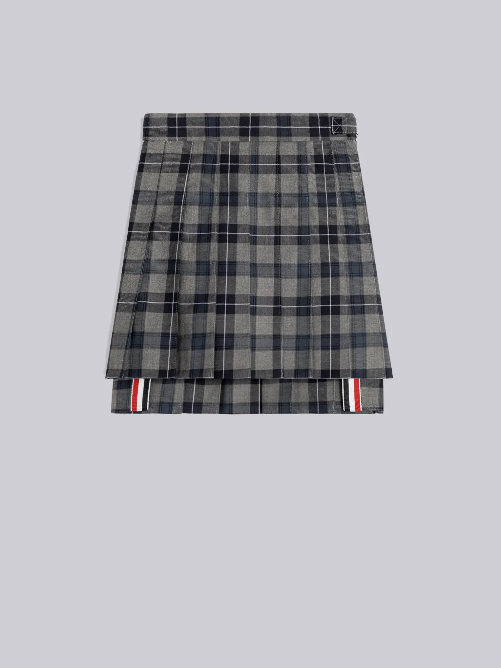 Thom Browne Pleated Tartan Skirt In Grey