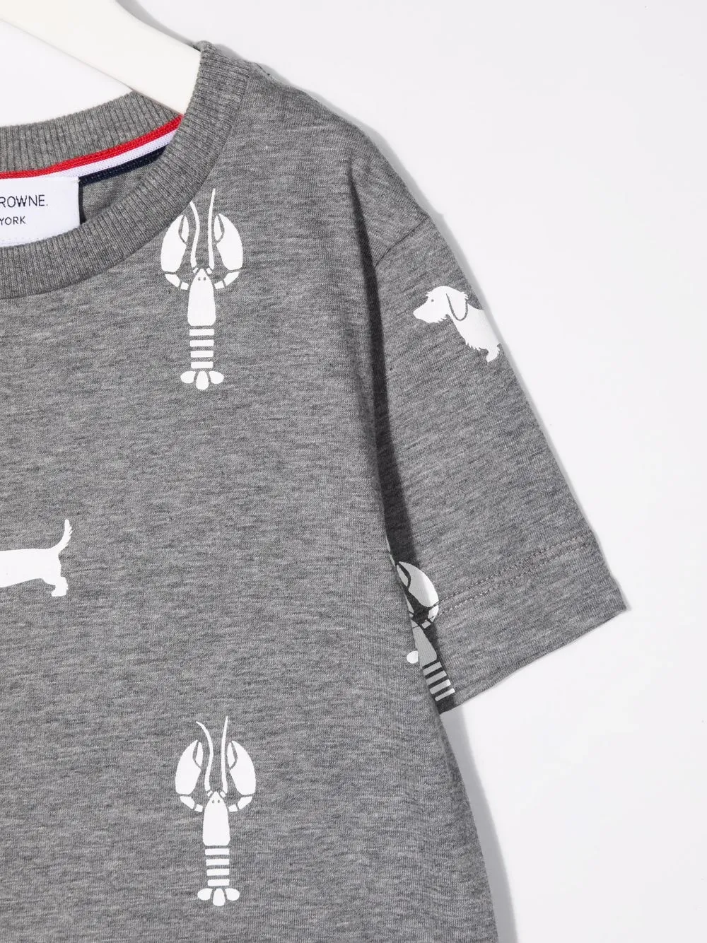  Thom Browne Kids T Shirt Mit Logo Print   Grau 